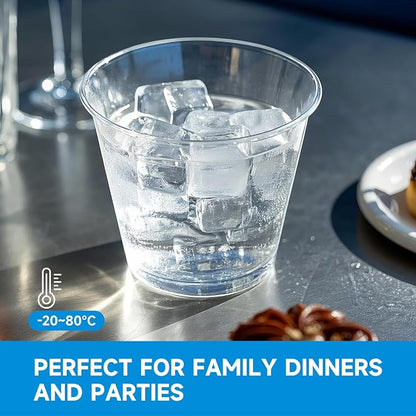 RACETOP 9 oz Clear Plastic Cups 100 packs, Disposable Plastic Party Cups - Image 9