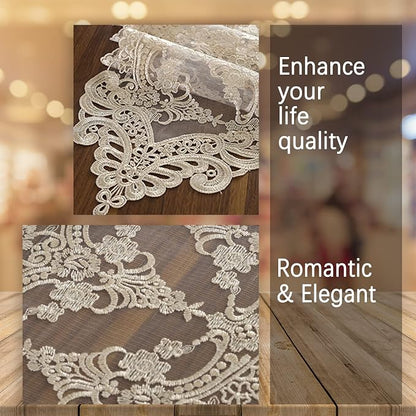 Lace Table Runner Dresser Scarf, Macrame Floral Embroidered Vintage Exquisite - Image 5