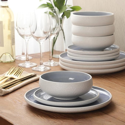 Gibson Elite Pacifco Beach Plates and Bowls Sets, 12-Piece Stoneware Dinnerware - Image 6