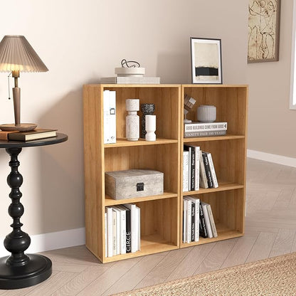 Wooden 3 Cube Storage Organizer,3 Tier Low Bookcase Freestanding Storage Display Organizer,Versatile Cubes Shelf and Cubby Unit for Any Space 15.7inch