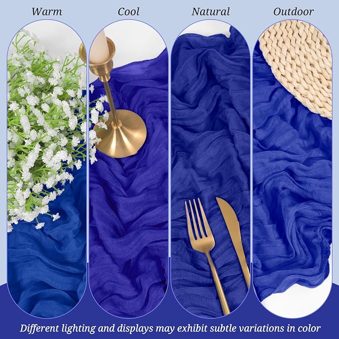 Pesonlook Cheesecloth Table Runner Royal Blue, 10 Pack 17.7x108 inch, Long | - Image 6