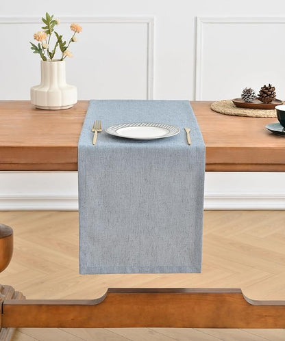 Wracra Linen Table Runner, Burlap Dusty Blue Table Runners 72 Inches Long | - Image 5