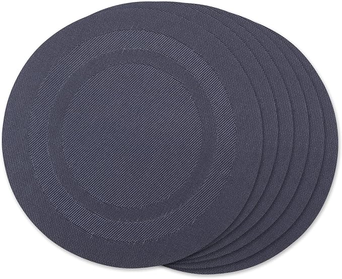 DII PVC Tabletop Collection Woven Indoor/Outdoor, Round Placemat Set, Stonewash by DII