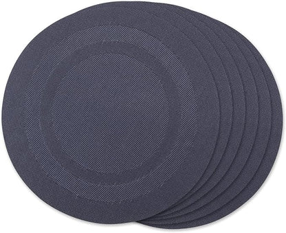 DII PVC Tabletop Collection Woven Indoor/Outdoor, Round Placemat Set, Stonewash by DII