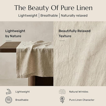 Solino Home 100% Pure Linen Table Runner Natural Woven, Fete 14 x 36 in | Table - Image 4