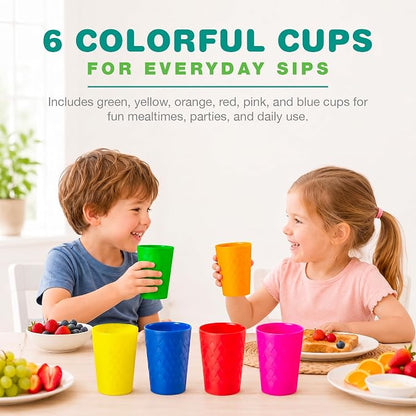 JoyServe Kids Plastic Tumblers, 10 oz Reusable Drinking Cups, Unbreakable - Image 3