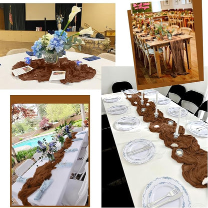 15 Pack Brown Table Runner 17 x 108inch Cheesecloth Table Runner Boho Gauze - Image 7