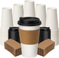 16oz 100 Pack Coffee Cups with Lids Leakproof by ECOEXTRA