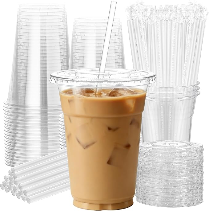 25 Pack 16oz Leak-Proof Clear Plastic Cups by NewCupNewLife-cundao