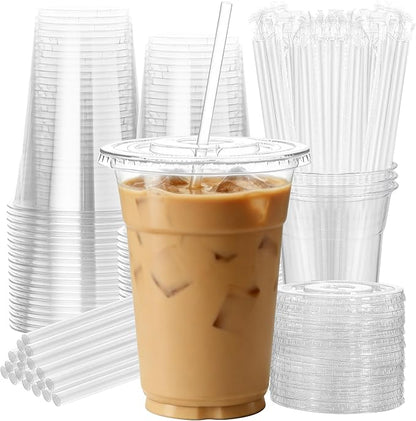 25 Pack 16oz Leak-Proof Clear Plastic Cups by NewCupNewLife-cundao