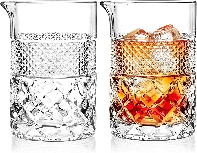 2pcs Cocktail Mixing Glass Bartender | 24oz Crystal Bar Stirring Glass | Old by Unknown