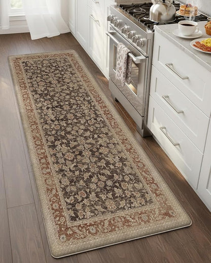 Color&Geometry Anti Fatigue Kitchen Mats for Floor 24x59, Vintage Decor, Easy Clean, Waterproof & Oil Proof, 0.4" Thick Cushioned, Non-Slip Kitchen Runner Rug for Sink, Laundry, Office, Light Taupe