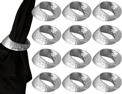 CLEENTABLE Metal Napkin Rings - Mobius Napkin Ring Loop Design - Napkin Ring Holder Set of 12 for Family Dinner, Party, Table, Decorations, Wedding, Banquet, Metallic Adornment (Silver)