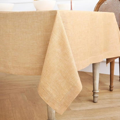 Solino Home Linen Tablecloth 60 x 120 Inch - 100% Pure Linen Golden Nugget Table Cloth for Rectangle Tables - Athena, Machine Washable Tablecloth for Spring, Easter