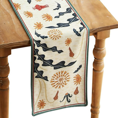bilin gaier Designer French Linen Table Runner, Floral Pattern, Dining Table by bilingaier