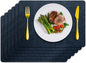 Placemats Set of 6 Washable, Heat Resistant Table Placemats Wipeable Faux Leather Place Mats Non Slip, Waterproof Square Table Mats for Indoor Outdoor, Dark Blue
