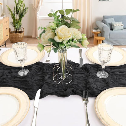 12 Pack 10Ft Black Cheesecloth Table Runner 23 x 120 Inch | Gauze Rustic Boho - Image 4