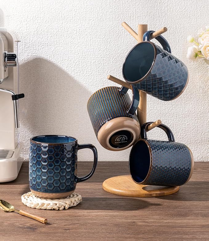 GBhome Coffee Mugs Set of 4, 16 oz Blue Coffee Cups - Image 8