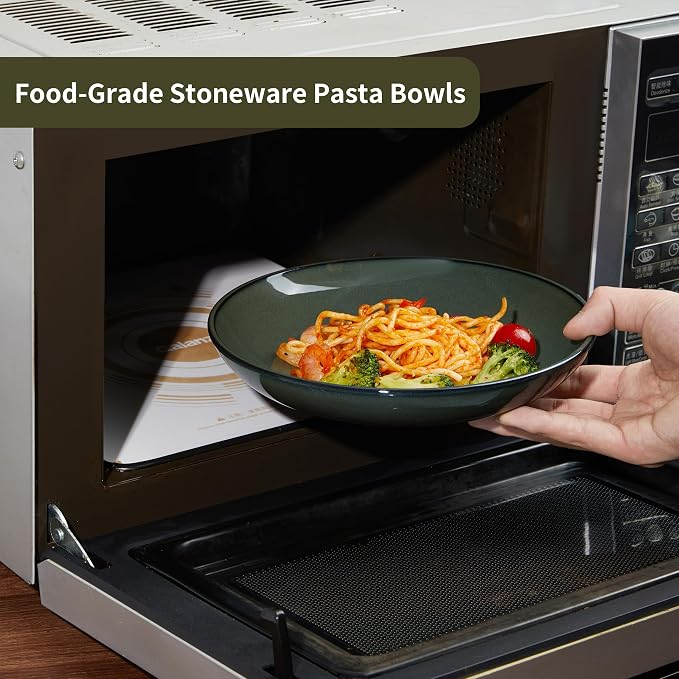 Pasta Bowls Set of 4, Reactive Glaze Salad Bowl 30 oz, Microwave & Dishwasher - Image 7