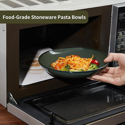Pasta Bowls Set of 4, Reactive Glaze Salad Bowl 30 oz, Microwave & Dishwasher - Image 7