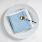 Fingercraft Dinner Cloth Napkin Cotton Linen Blend 12 Pack 12In Mitered Corners with Elegant Lace for Everyday Use Napkins Cloth are Pre Shrunk and Good Absorbency Sky Blue