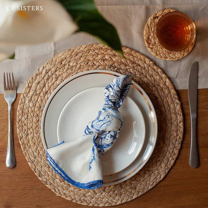 Woven Placemats Round Placemats Set of 6, 13.5 Inch Wicker Placemat Circle - Image 8