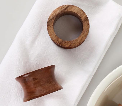 Acacia Wood Napkin Rings, rustic farmhouse style, 2.25x2.25x1.25 in each - Image 7