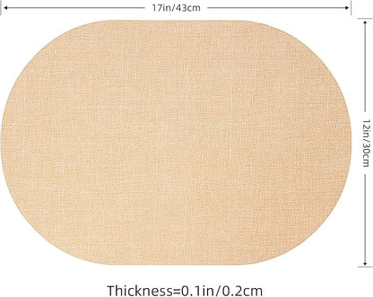 Oval Placemats for Dining Table Set of 6, Washable Leather Table Mats, Waterproof Heat-Resistant Non-Slip Kitchen Placemats, Simple Style Oval Design