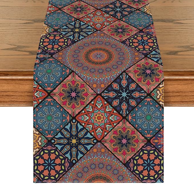 Artoid Mode Boho A Bohemia Style Table Runner, Vintage Rustic Farmhouse Kitchen by ArtoidMode