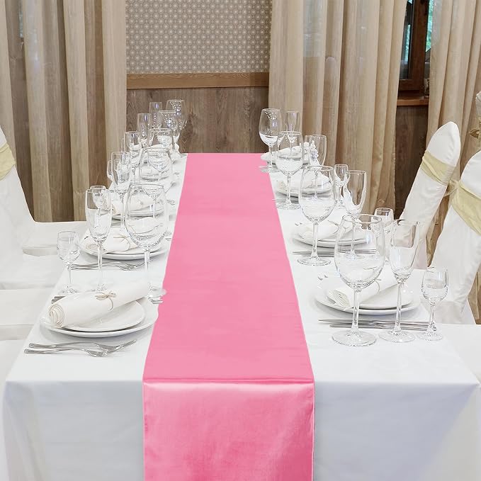 Aneco 4 Pack Satin Table Runner 12 x 108 Inch Gradient Hot Pink Colors Long - Image 4