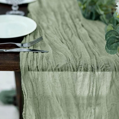 Efavormart 10ft Dusty Sage Cheesecloth Table Runner - Image 5