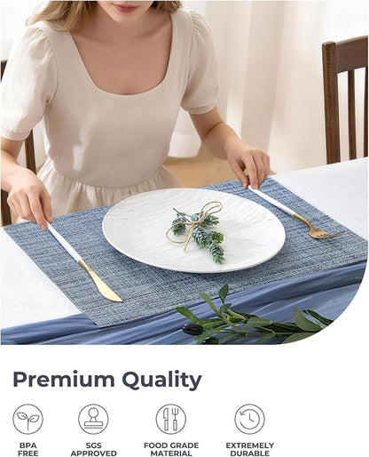 Leetaltree Deep Navy Woven Placemats Set of 24 - Image 6