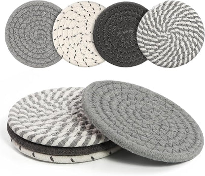 Coasters Set of 4 for Drinks, Cotton Woven 4 Colors Absorbent Boho Coasters for by krastmon