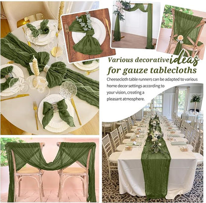 Pesonlook Cheesecloth Table Runner Olive Green, 10 Pack 17.7x108 inch, Long | - Image 7