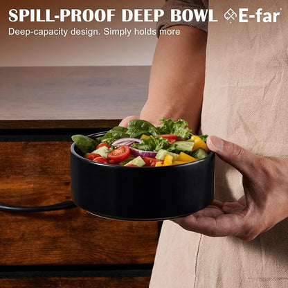 E-far Cereal Bowls Set of 4, 25oz Black Ceramic Deep Soup Bowls - Image 4