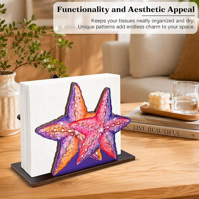 Starfish Decor Wood Napkin Holder - Image 5