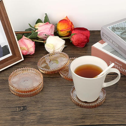 JUXYES Set of 8 Heat-Resistant Clear Glass Coaster - Image 6
