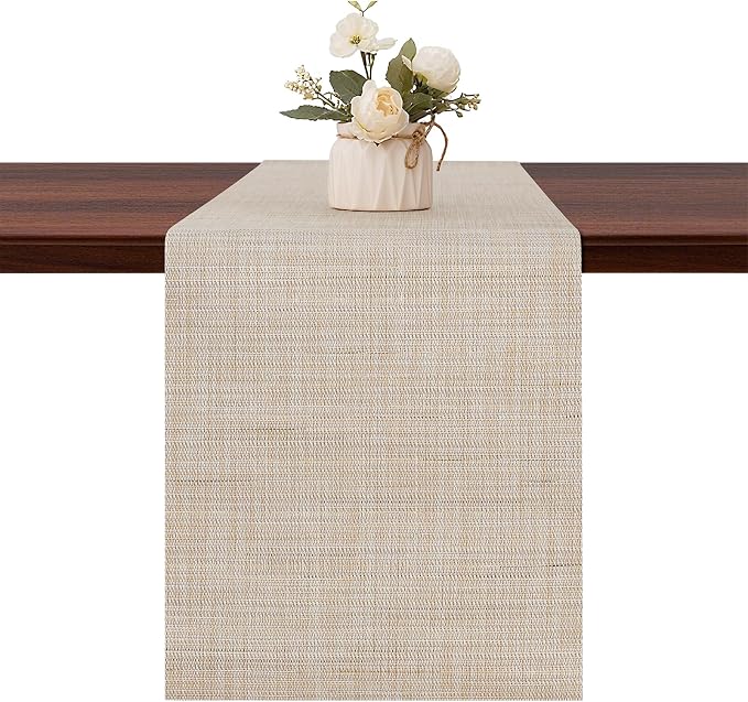 Table Runner 72 Inches Long, Vinyl Woven Heatproof Table Runners | Washable by Banchif