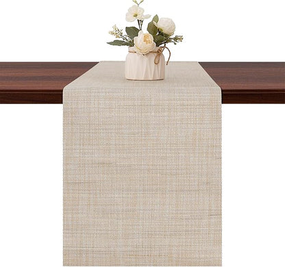 Table Runner 72 Inches Long, Vinyl Woven Heatproof Table Runners | Washable by Banchif