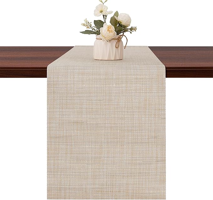 Table Runner 55 Inches Long, Vinyl Woven Heatproof Table Runners | Washable by Banchif