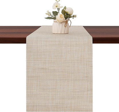 Table Runner 55 Inches Long, Vinyl Woven Heatproof Table Runners | Washable by Banchif
