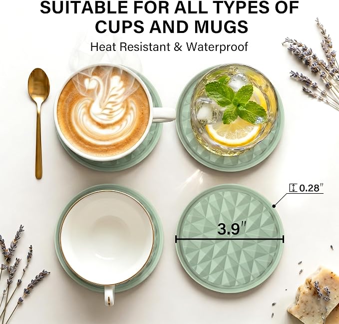 Silicone Drink Coasters Set of 6, Desk Cup Coaster | Prevents - Image 4