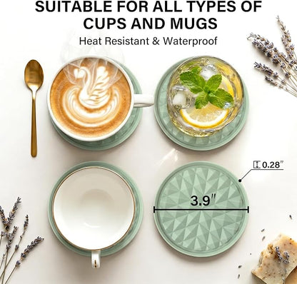Silicone Drink Coasters Set of 6, Desk Cup Coaster | Prevents - Image 4