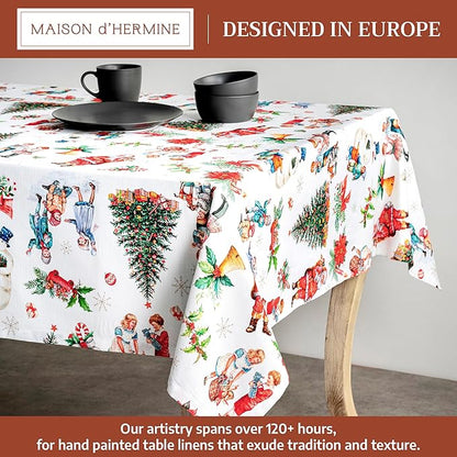Maison d' Hermine Table Cloth Rectangle Table 100% Cotton 60 x 120 Inches Fall Tablecloth Reusable Everyday Use for Thanksgiving Christmas Decorations Dining Farmhouse Party (Chromo)