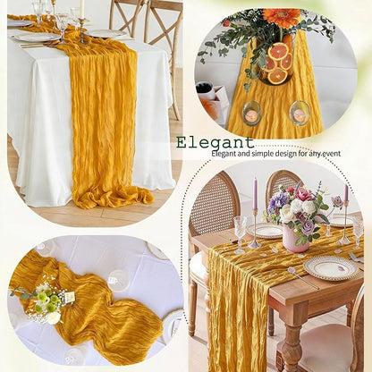 12 Pcs Gold Cheesecloth Table Runner 10Ft, Semi Sheer Cheese Cloth Fabric - Image 6