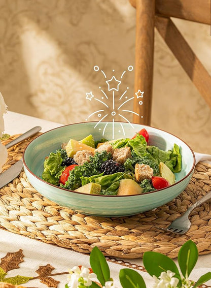 Sweese Pasta Bowls Set of 6, 30 Ounce Ceramic Salad Plates - Image 4