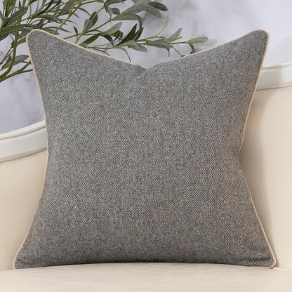 Yangest Neutral Floral Pillow Cover 24 x 24 Inches, Vintage Chenille Square Throw Pillow Cover Soft Decorative Farmhouse Accent Couch Pillow Cover for Living Room Bedroom, Grey