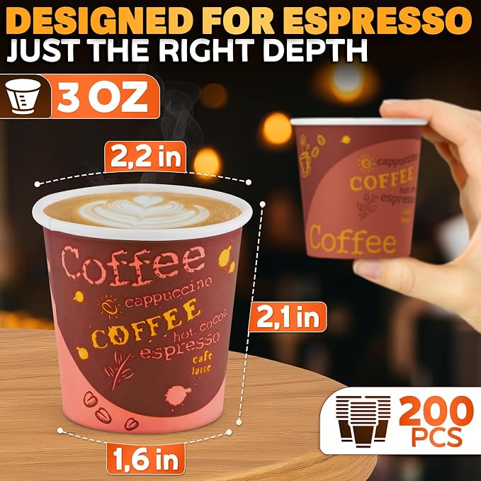 Reluen 200 Pack 3 Oz Disposable Espresso Cups, Paper - Image 2