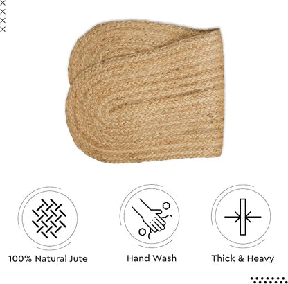 Encasa XO Handwoven Jute Table Runner, Center Table 12"x36" Jute Natural Bleach - Image 7