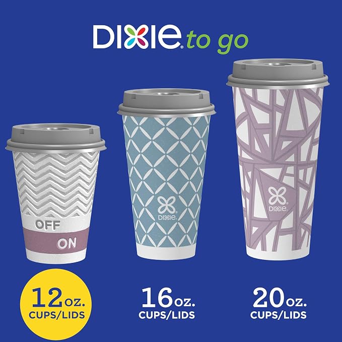 Dixie Paper Coffee Cups With Lids, 12 oz | 14 Count | Pack of 2 | Insulated | - Image 3